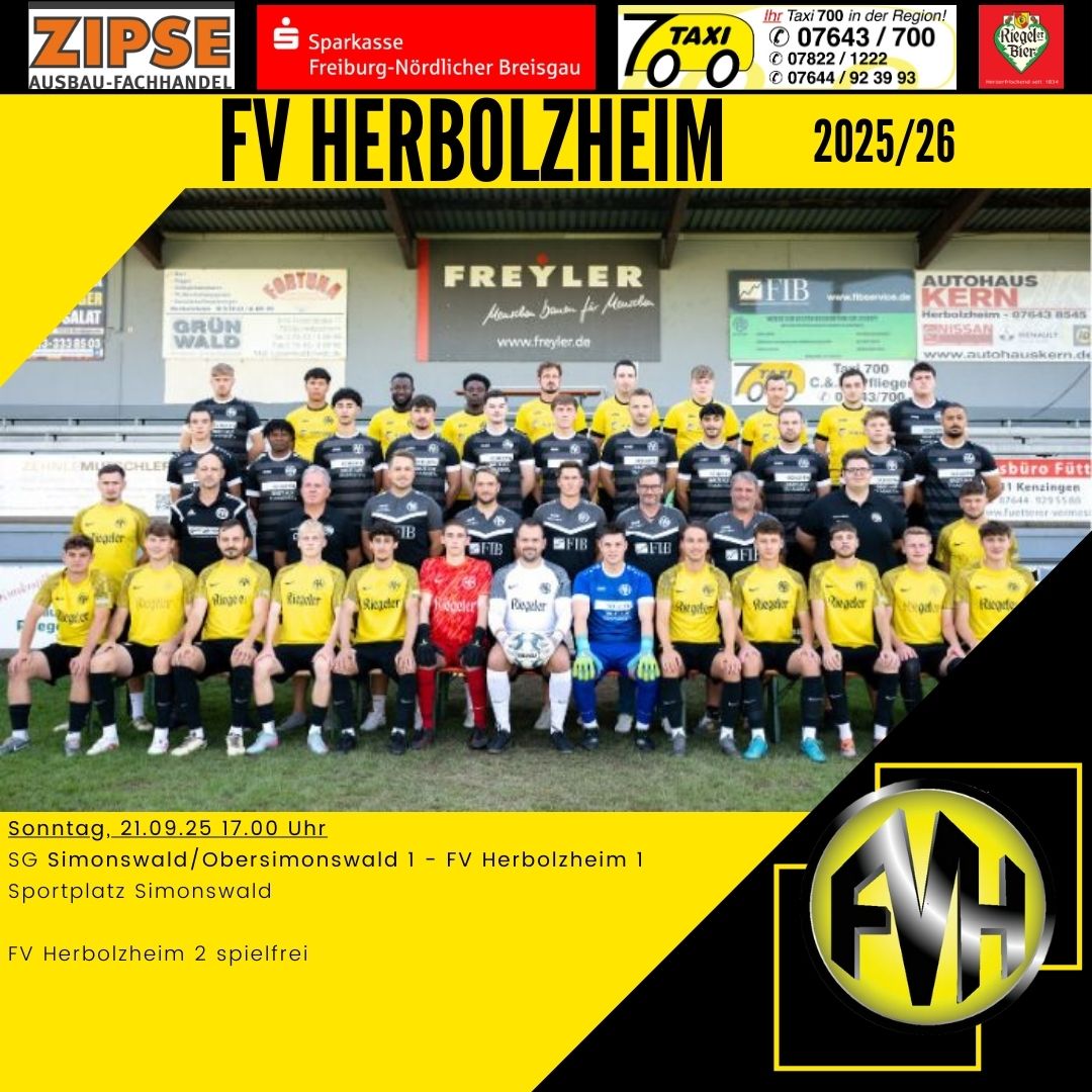 Sonntag, 21.09.25 17.00 Uhr SG Simonswald/Obersimonswald - FV Herbolzheim 1